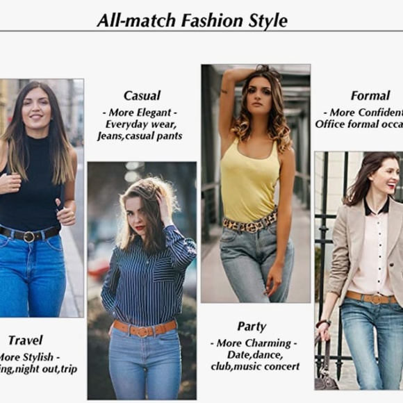 Women Leather Belts Fashion Soft Faux Leather Jeans Belts with O-Ring Buckle main image 4